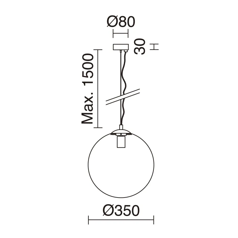 Suspension Oxy D.350mm E27 60W Opal Gold
