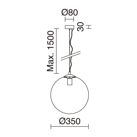 Suspension Oxy D.350mm E27 60W Opal Gold