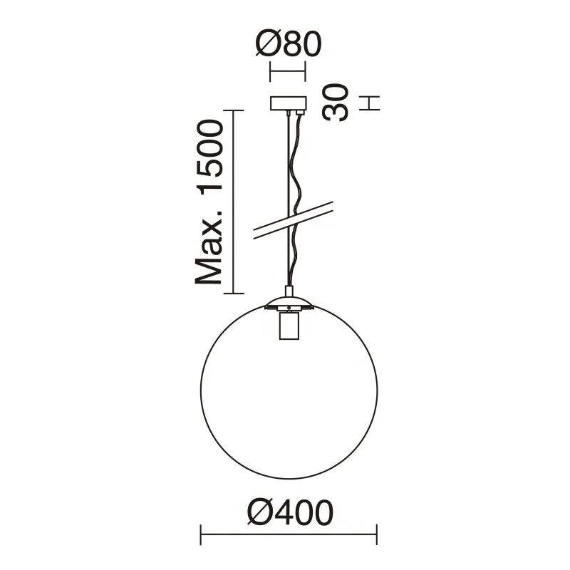 Suspension Oxy D.400mm E27 60W Chrome Opal