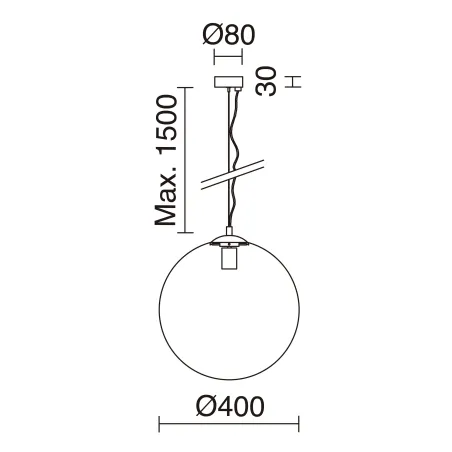 Suspension Oxy D.400mm E27 60W Chrome Opal