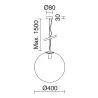 Suspension Oxy D.400mm E27 60W Chrome Opal