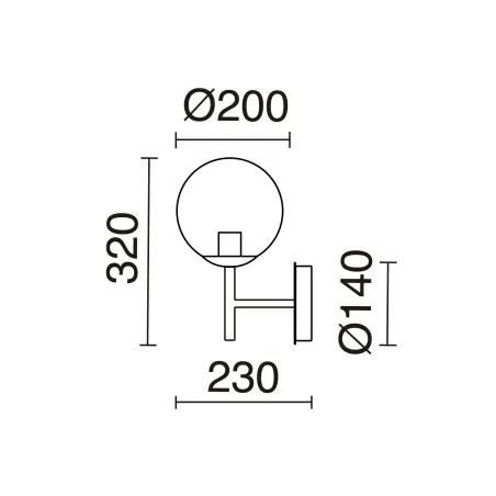 Applique oxy d.200mm e27 40w noir