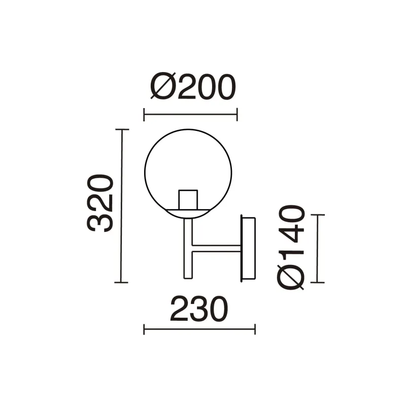 Applique oxy d.200mm e27 40w or