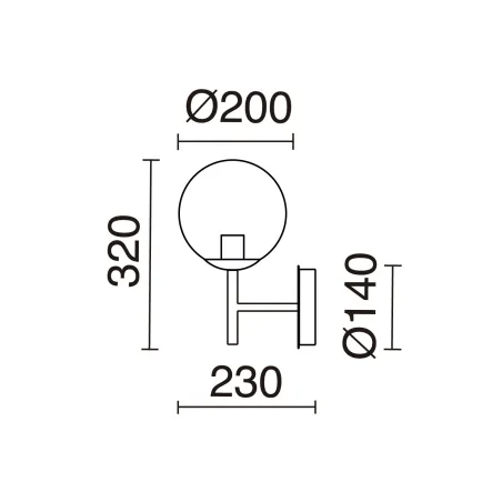 Applique oxy d.200mm e27 40w or