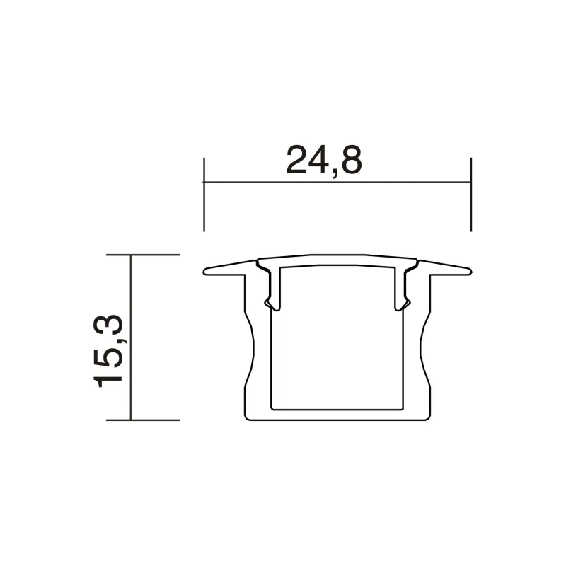 Profil pour "U" intégré 24,8x15,3mm anod. (3m)