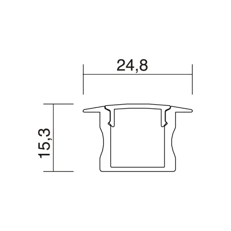 Profil pour "U" intégré 24,8x15,3mm anod. (3m)