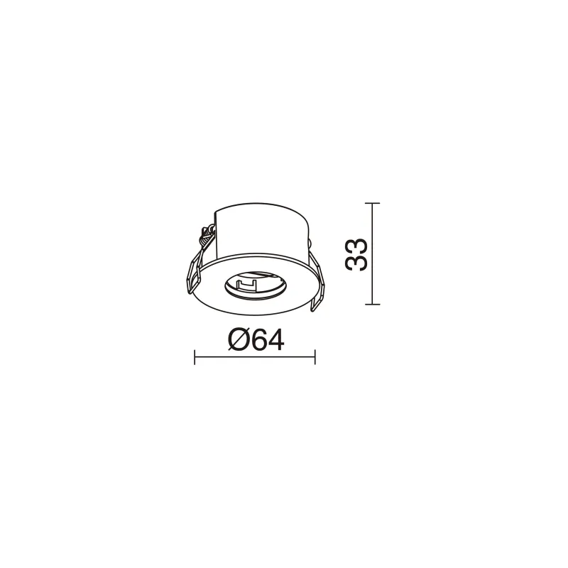 Encastré Base Dube. C / conducteur. 1 connecteur 1-10V poussoir 64mm blanc