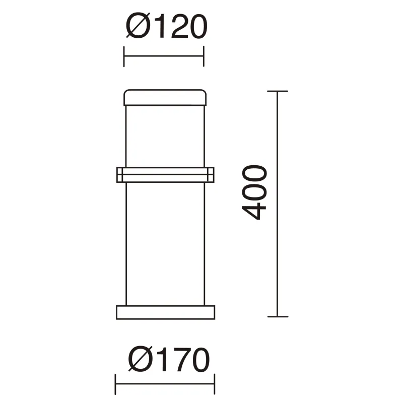 OMO IP55 E27 Max Balliza. 23w h400mm blanc