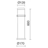 OMO IP55 E27 Max Balliza. 23w blanc h600mm.