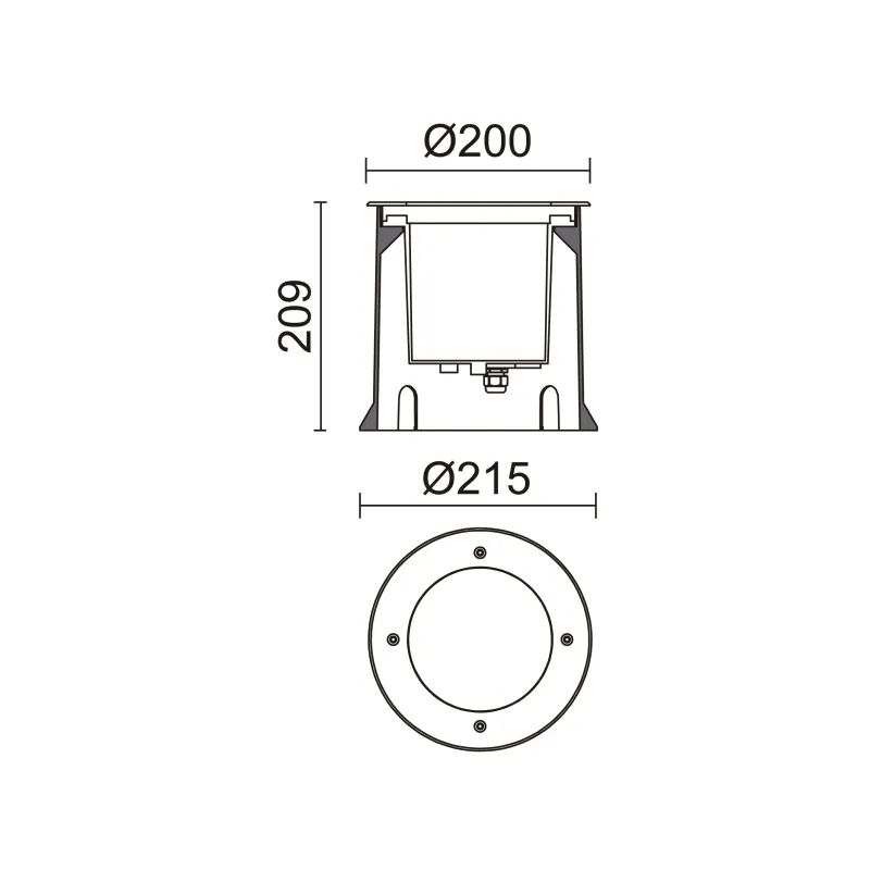 Malve encastré D200 IP67 LED COB 16W 2170LM 3000K 44ème Inox 316L