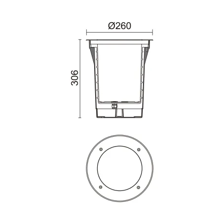 Malva D260 encastré IP67 LED COB 25W 4850LM 3000K 44e Inox 316L