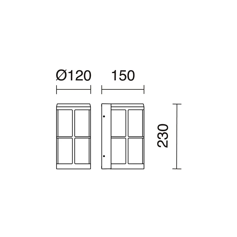 Applique Lug IP54 E27 MAX 18W DIF. Fume anthracite