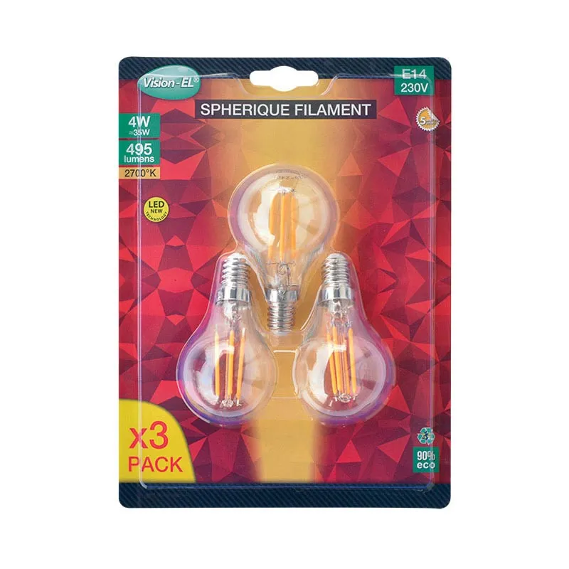 LED FIL COB P45 E14 4W 2700K BLISTER X3