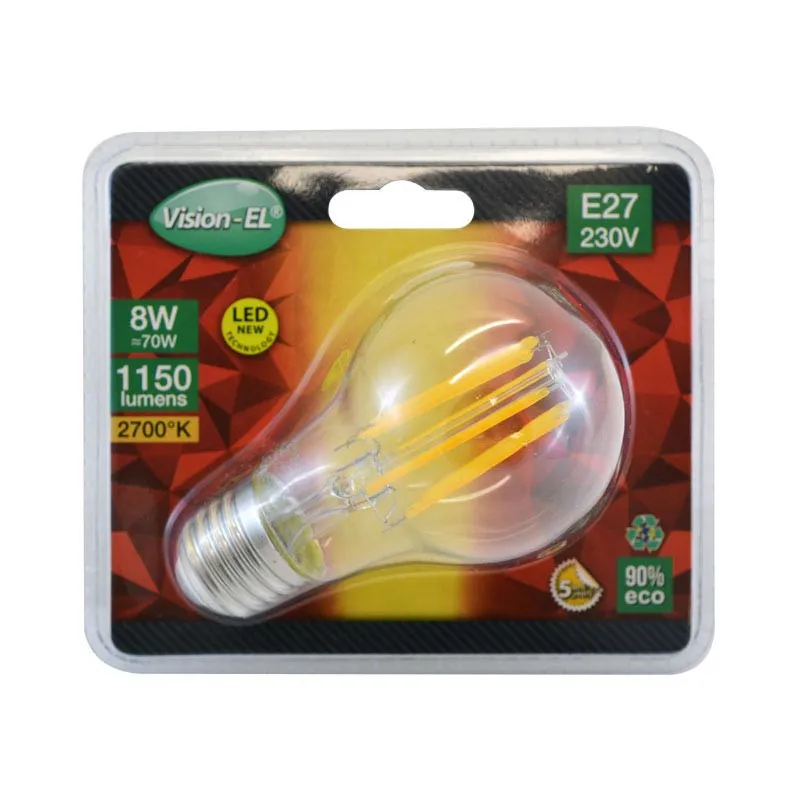 LED FIL COB BULB E27 8W 2700K CLR BLISTER