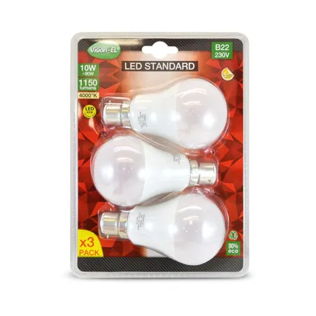 LED 10W BULB B22 4000K BLISTER X3