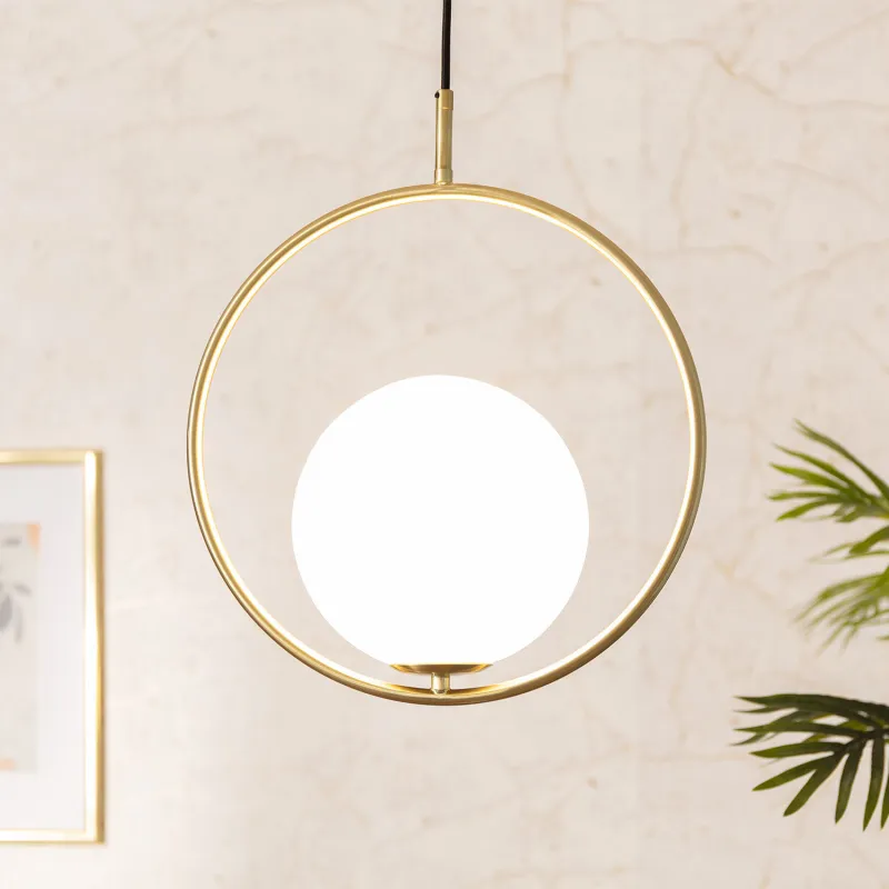 Suspension luminaire suspendu acier doré boule culot e14