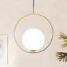 Suspension luminaire suspendu acier doré boule culot e14