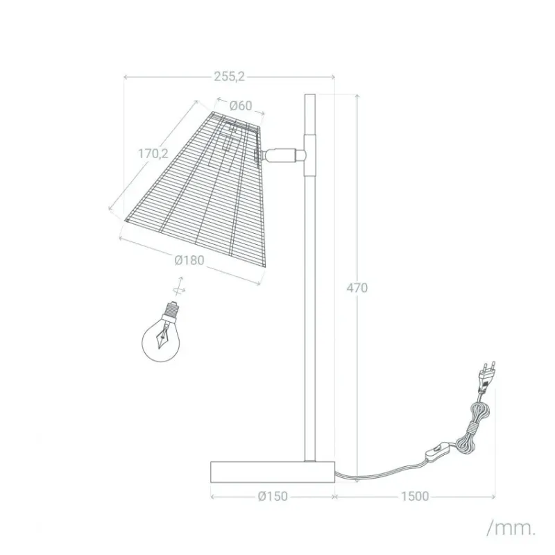 lampe-a-poser-metal-noir-culot-e14-abat-jour-rotin