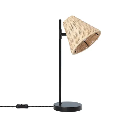 lampe-a-poser-metal-noir-culot-e14-abat-jour-rotin