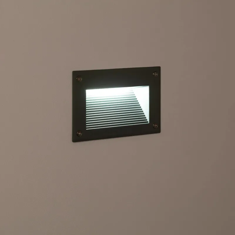 Spot de balisage à 3w LED d'escalier mur encastrable rectangle gri...