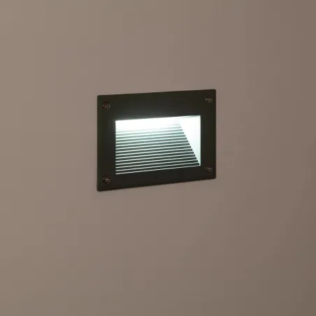 Spot de balisage à 3w LED d'escalier mur encastrable rectangle gri...