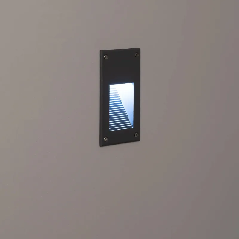 Spot de balisage 3w LED vertical d'escalier mur encastrable rectangle gris