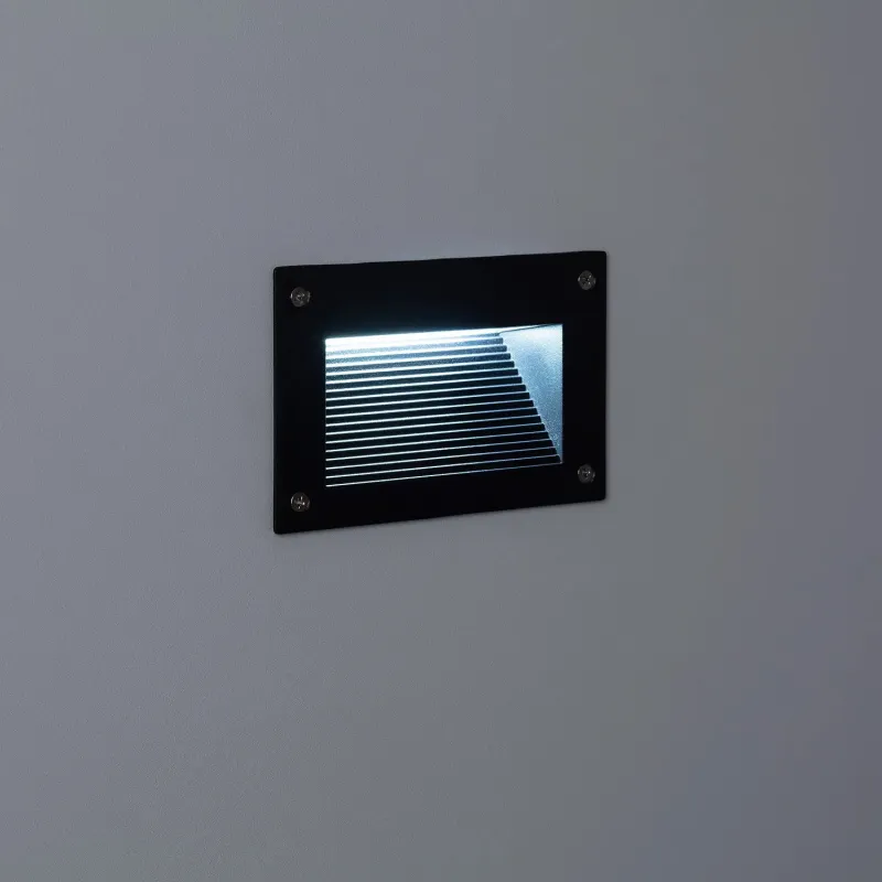 Spot de balisage à 3w LED d'escalier mur encastrable rectangle gri...