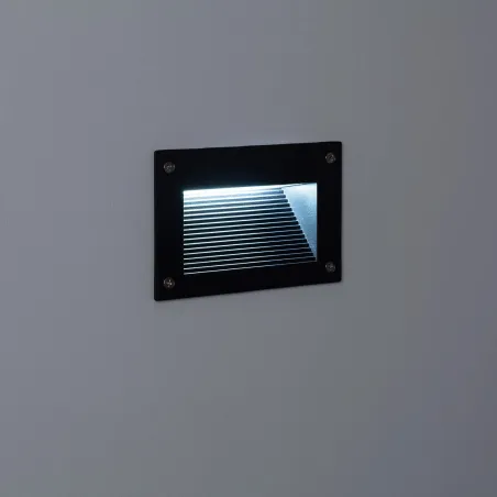 Spot de balisage à 3w LED d'escalier mur encastrable rectangle gri...