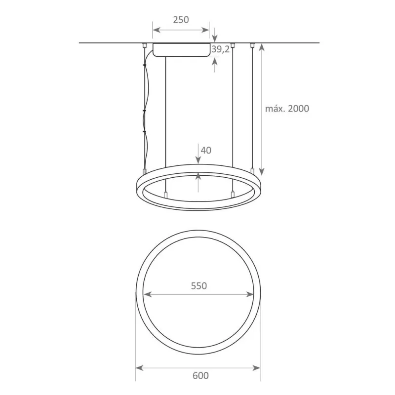 suspension-noire-ronde-profile-37w-led-60cm-double-lumiere