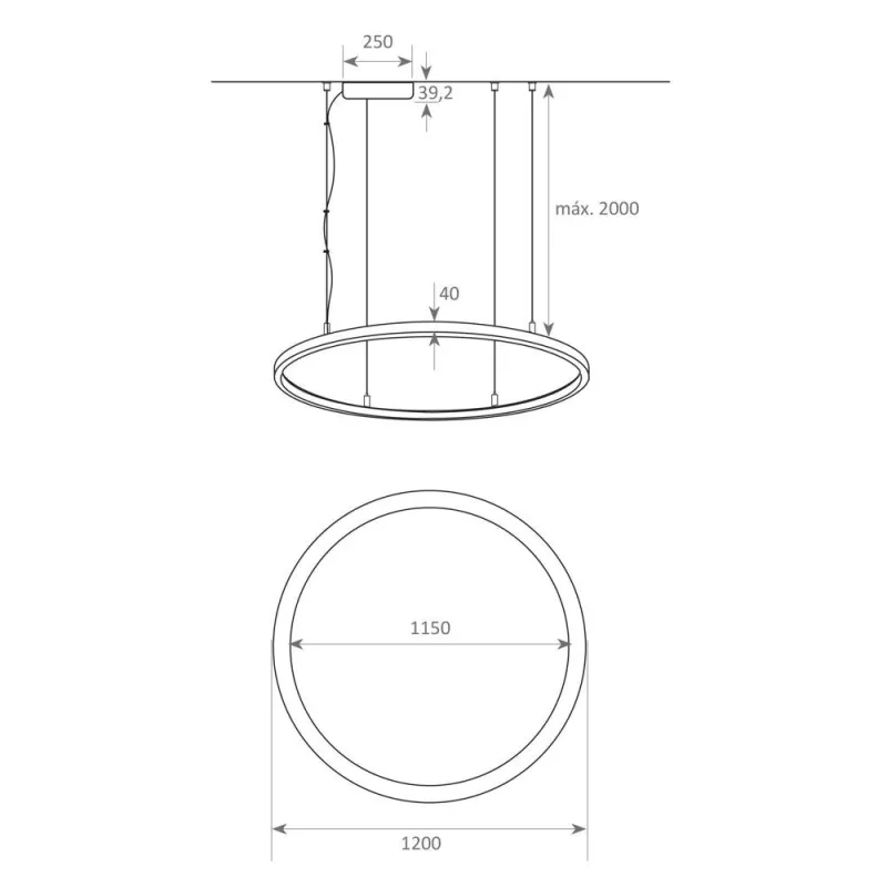 suspension-noire-ronde-profile-77w-led-120cm-double-lumiere