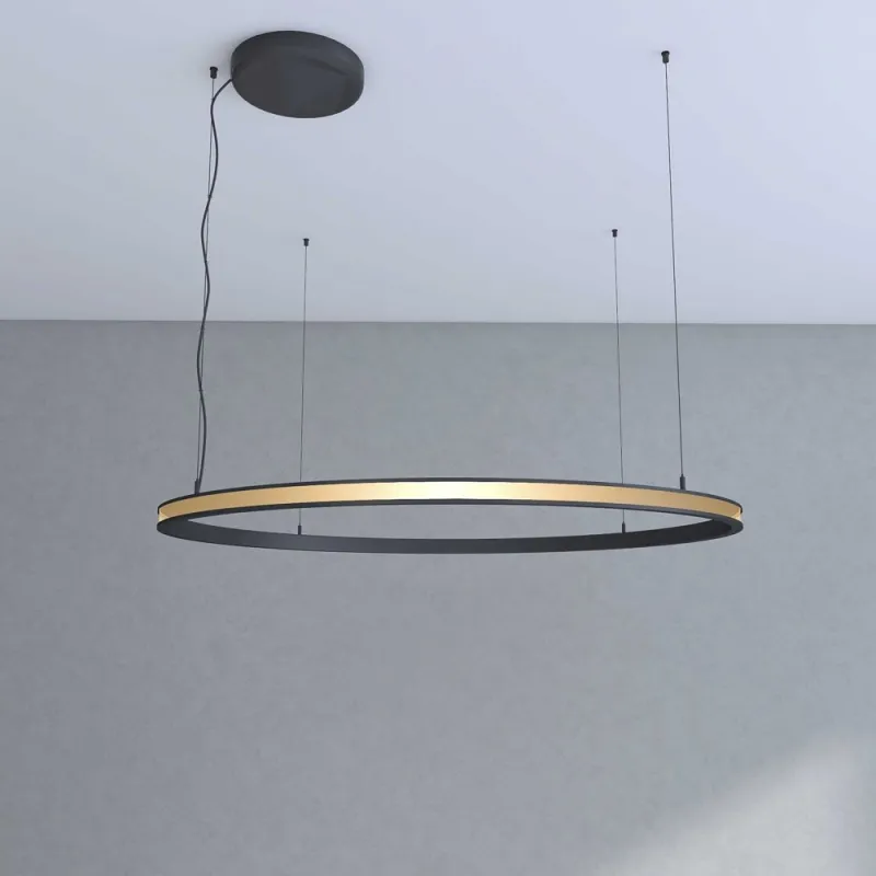 suspension-noire-ronde-profile-77w-led-120cm-double-lumiere
