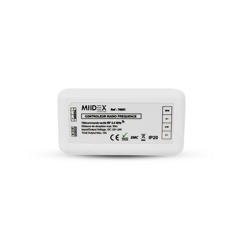 CONTROLEUR RADIO FREQUENCE 4 ZONES BLANC CCT DC 12-24V