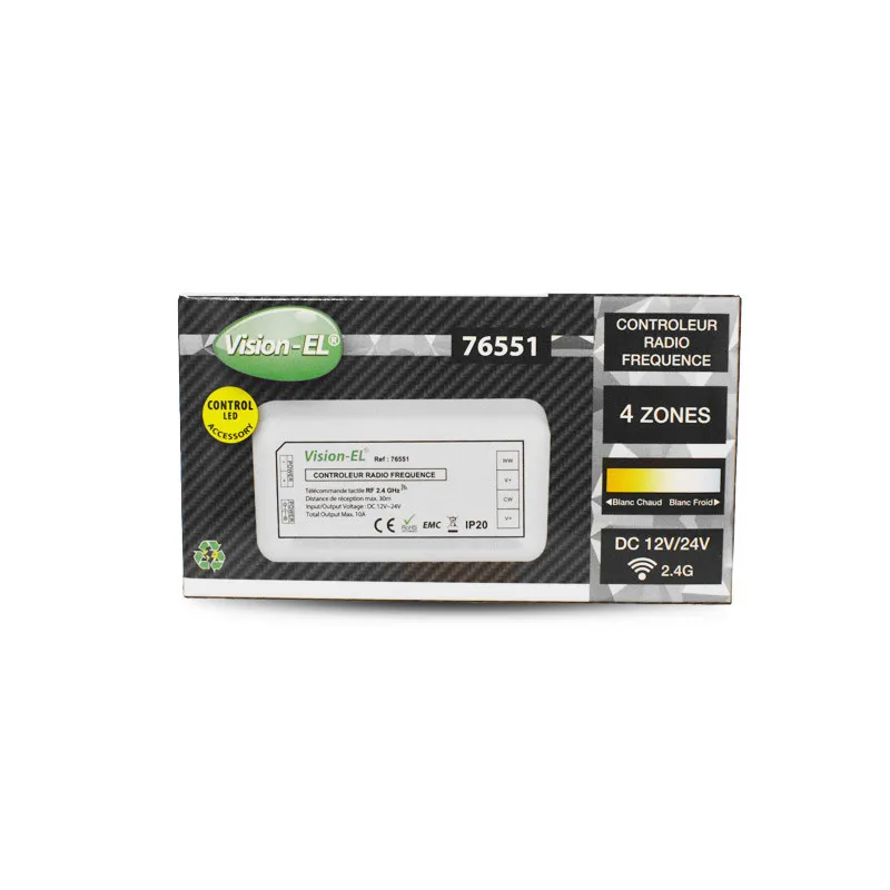 CONTROLEUR RADIO FREQUENCE 4 ZONES BLANC CCT DC 12-24V