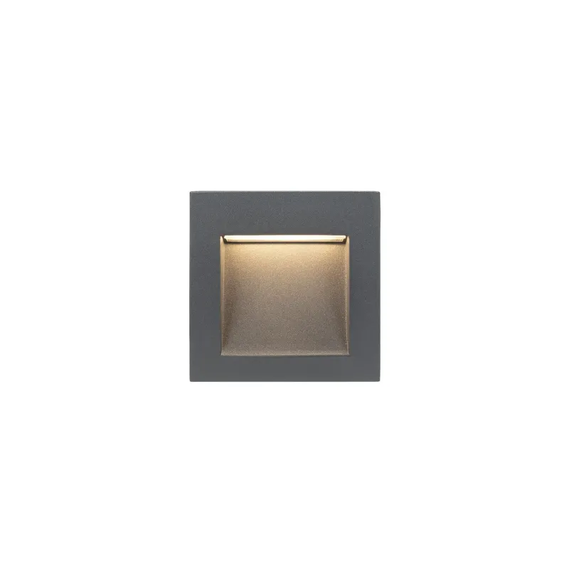 Spot de balisage à 3w LED d'escalier mur encastrable rectangle gri...