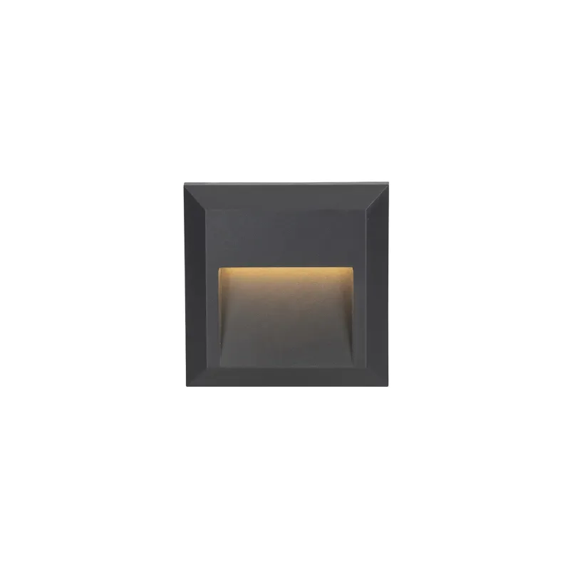 Spot de balisage à 3w LED d'escalier mur encastrable rectangle gri...
