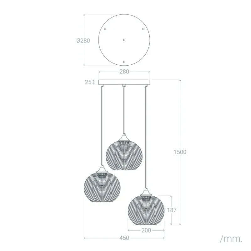 suspension-verre-et-metal-3-tetes-orientable-culot-e27