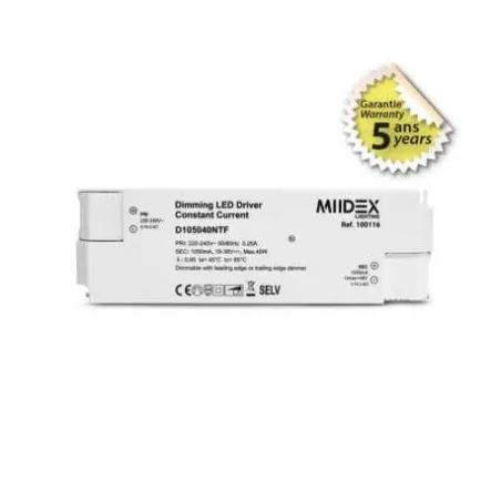ALIM LED 20-40V DIM COUPURE DE PHASE 40W 1050MA IP20