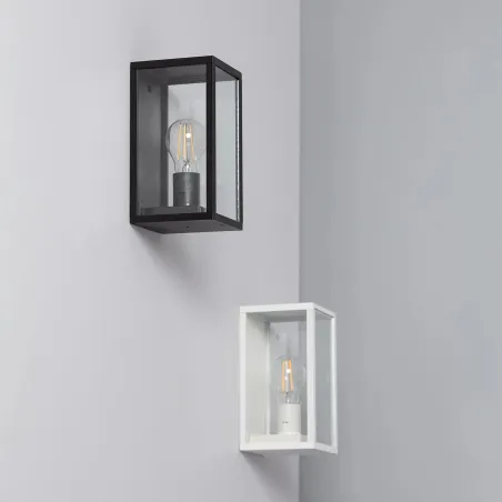 applique murale blanche culot e27-ip44_220v-lanterne cage moderne