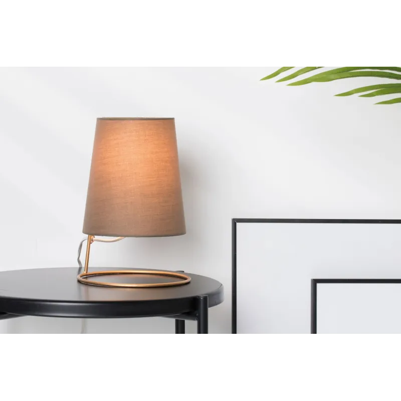 Lampe à poser Shiny Circle max20W E14 Copper/Taupe 230V alu/tissu