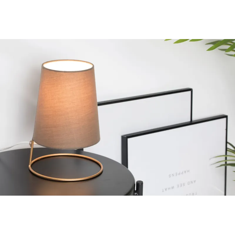 Lampe à poser Shiny Circle max20W E14 Copper/Taupe 230V alu/tissu