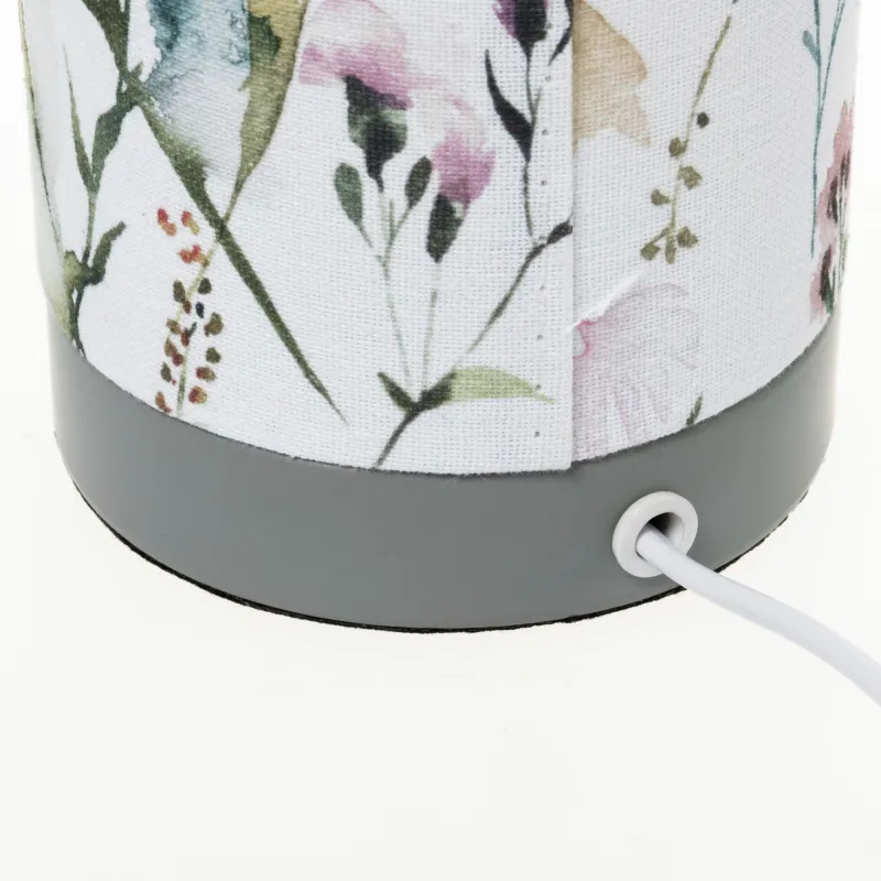 Lampe à poser Flowery Romance max20W E14 Beige/Gris 230V tissu/métal