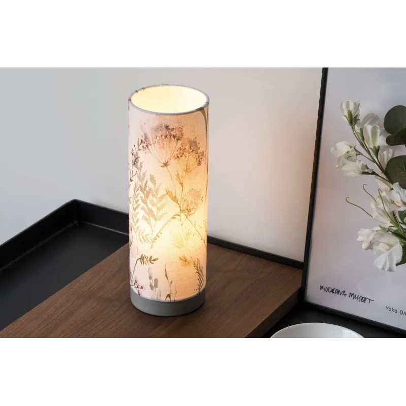 Lampe à poser Flowery Romance max20W E14 Beige/Gris 230V tissu/métal
