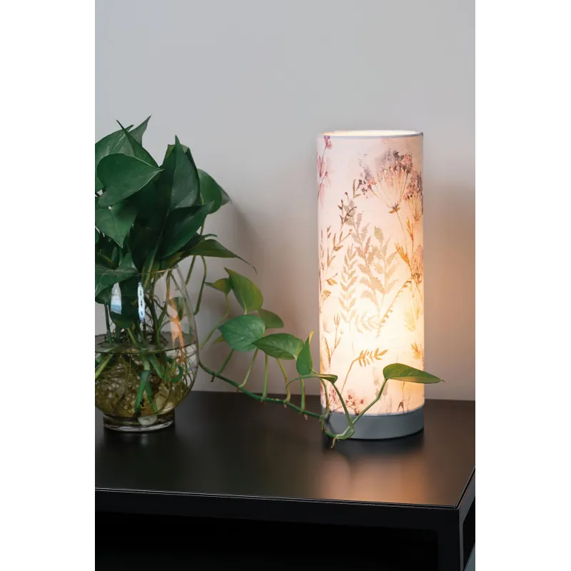 Lampe à poser Flowery Romance max20W E14 Beige/Gris 230V tissu/métal