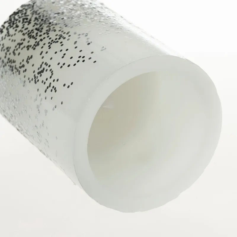 Glowing Glitter Candle 2 bougies cire Pile Blanc/Paillettes cire Argent