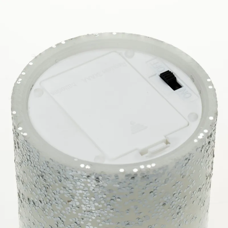 Glowing Glitter Candle 2 bougies cire Pile Blanc/Paillettes cire Argent