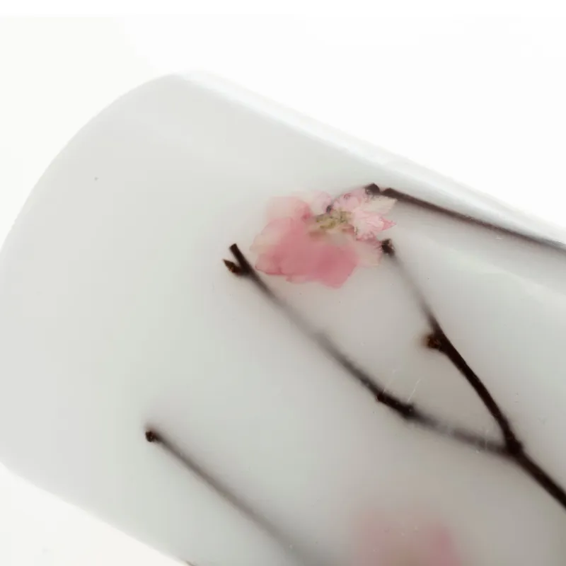 Kit 2 bougies cire Shiny Blossom Candle Pile Blanc/fleurs cire