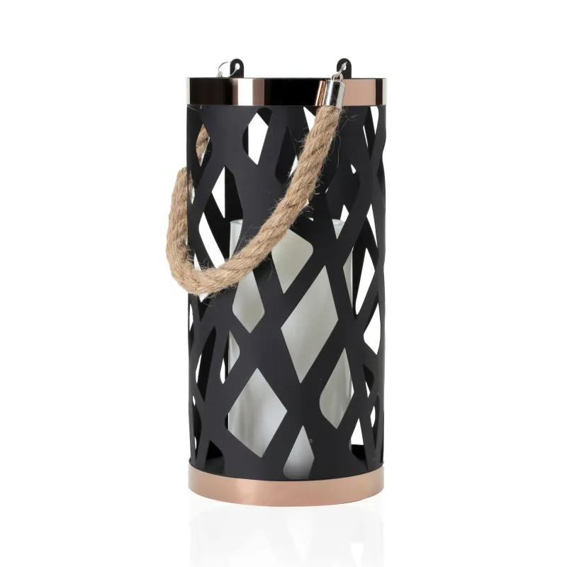Lantern Soul Lanterne avec bougie Pile Noir/Blanc métal/plastique