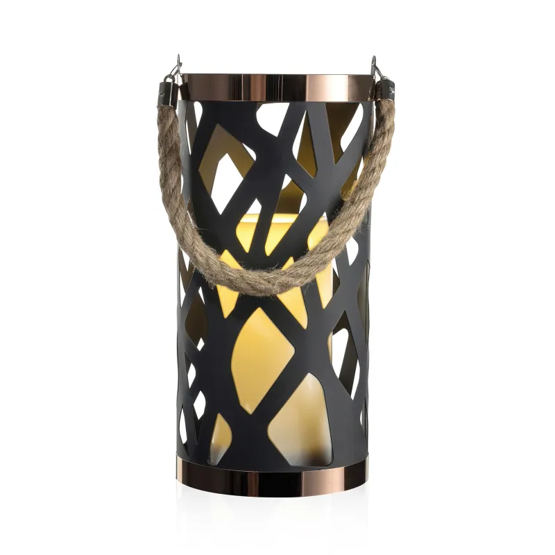 Lantern Soul Lanterne avec bougie Pile Noir/Blanc métal/plastique