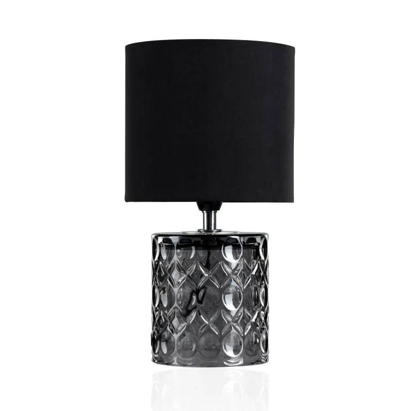 Lampe à poser Crystal Glow max20W E14 Noir/Gris 230V tissu/verre