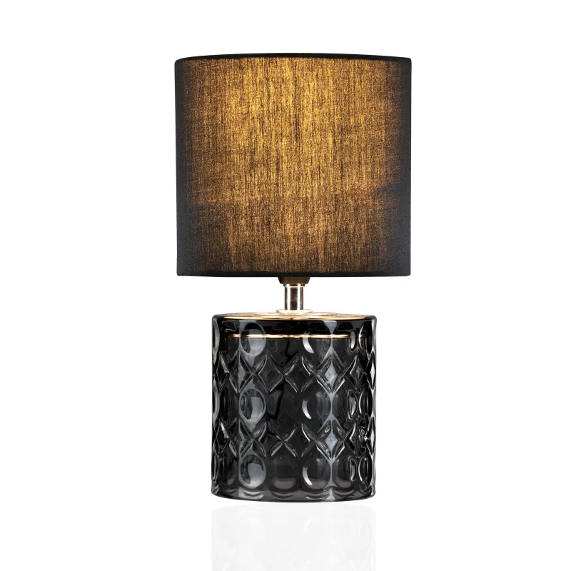 Lampe à poser Crystal Glow max20W E14 Noir/Gris 230V tissu/verre